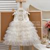 Vestido Infantil 2025 Novo Estilo Doce Novo Estilo Chinês Vestido Formal Sem Mangas Vestido Princesa para Meninas