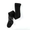 Meia-calça de Tricô de Algodão com Laço e Listras Verticais para Meninas de 1-8 Anos - Meia-calça de Base para Bumbum Grande