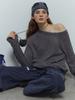Na Linha Estilo Coreano Estilo Coreano Granulado Elegante Suéter Ombro a Ombro Feminino Outono e Inverno Preguiçoso Emagrecedor Visual Top Feminino 9591