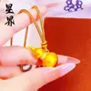 Loja de Ouro Mesmo Estilo Colar com Pingente de Cabacinha Sólida Banhado a Ouro para Mulheres, Pingente em Camadas de Cabacinha da Sorte, Presente para Namorada