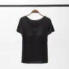 Camiseta de Manga Corta con Almohadillas en el Pecho para Mujer, Ropa de Casa de Verano, Lencería sin Sujetador, Copa de Sujetador, Todo en Uno, Sin Aro de Metal, Se Puede Usar Afuera