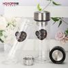 Huadang 388 vaso de vidrio de borosilicato de doble capa taza de té de negocios taza de regalo impresión de letras en stock venta al por mayor