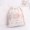 Bolsa de Lona con Cordón de Conejo de Dibujos Animados Ordenable Bolsillo para Artículos Varios de Estudiante Bolsa de Tela de Algodón Portátil para Viajes Bolsa Pequeña de Tela Coreana