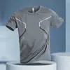 Camiseta Masculina de Manga Curta para Comércio Exterior Transfronteiriço Verão Slim Fit Versátil Camiseta Básica Manga Meia Juventude Malha de Secagem Rápida