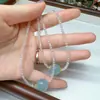 Colar Pingente Design Aquamarina Natural Corrente Curta Clavícula Cristal Joias Atacado
