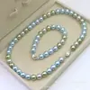Nuevo Conjunto de Collar de Perlas Estilo Chino para Mujer, Cadena para Clavícula de Perla Redonda Imitación Tahitiana Color Caramelo Fresco Morandi Venta al por Mayor