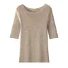 Nueva colección otoño/invierno: amigable con la piel, lavable a máquina, sin costuras, tejido integral, top versátil como capa base con mangas de tres cuartos para mujer