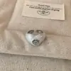 Anillo de Corazón con Esmalte Goteante Estilo Mismo que el Blogger Coreano Diseño Blanco Perlado Negro Zirconia Linda Incrustada Anillo para Dedo Índice