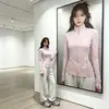 Top de yoga ajustado de principios de otoño, chaqueta fina para mujer, estilo coreano de primavera y otoño, cárdigan de fitness ajustado que ciñe la cintura