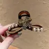 Presilha de Cabelo de Laço de Pérolas e Strass de Alta Qualidade para Mulheres com Cabelo Grosso, Adequada para Penteados Presos, Acessório de Cabelo com Presilha de Tubarão com Design Elegante