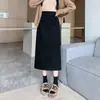 Saia de veludo cotelê para mulheres, saia lápis reta de outono e inverno, saia de inverno de comprimento médio, novo estilo