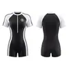 Maiô Feminino Peça Única Manga Curta Color Block Calcinha de Corrida Piscina Treinamento Conservador Cobertura Corporal Modelador Fonte Termal Maiô