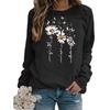 Fuentes de comercio exterior transfronterizo Amazon suéter de manga larga con cuello redondo y estampado de crisantemos para mujer, chaqueta, abrigo, talla europea, talla grande