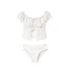 Nuevo Traje de Baño Ajustado 2026 para Mujer, Suave Blanco Lechoso, Estilo Vacacional, Puro Deseo, Traje de Baño de Dos Piezas de Verano