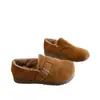 Sapatos Birkenstock Genuínos de Couro Ultra Macios com Sola Grossa Totalmente Fechados para Mulheres Botas de Neve Quentes de Algodão Engrossado com Pelúcia para o Inverno