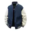 Jaqueta de Baseball Colorida Contrastante Street Fashion Unissex Patchwork Casual Manga Longa Estilo Emagrecedor