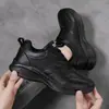 Tenis para mujer, zapatos casuales blancos, tenis de cuero de suela plana, impermeables, cómodos y duraderos, con suela suave, en negro