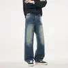 Jeans de pierna ancha, corte holgado, para hombre, estilo retro americano Khmer, resistentes, lavados, nueva colección 2026, pantalones casuales de alta gama, a la moda