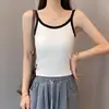 Camisola de Punto Canalé para Mujer, Verano Ajuste Delgado, Nuevo Diseño Color-Blocking, Ropa Exterior Adelgazante, Sin Mangas, Anti-Exposición