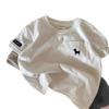 Camiseta Branca Infantil para Meninos, Novo Estilo Verão 2026, Top com Bolso para Bebê, Marca Moderna Fina, Camiseta de Manga Curta para Bebê, 100% Algodão
