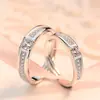 Anillo de boda de plata Jinjiahua anillo de pareja femenino anillo abierto creativo con incrustaciones de cristal de circonita en stock venta al por mayor