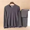 Roupa íntima térmica masculina transfronteiriça, camada base térmica masculina com forro de fleece, conjunto fino de top e calça para outono, vestuário masculino