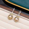 Pendientes de Perla Dorada Champagne Transfronterizos Pendientes Coreanos de Alta Gama Lujo Ligero Pendientes Largos Elegantes de Celebridad con Perlas para Mujer