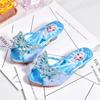 Pantuflas para Niñas 2025 Nuevo Otoño Zapatos de Cristal Tacones Altos Infantiles Frozen Pantuflas para Niñas Pequeñas Lazo