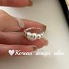 Anillo Coreano Ins Dongdaemun Celebridad de Internet Anillo de Corazón de Plata de Ley S925 Zirconio Oval Empalmado Diseño de Nicho