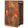 Cartera Vertical de Cuero Retro Crazy Horse Más Vendida de Amazon para Hombre, Ultradelgada con Ranuras Múltiples para Tarjetas, Plegable Antirrobo para Hombre