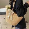 Bolsa de Palha Nova de Grande Capacidade em Estoque, Bolsa de Ombro Estilo Balde Versátil para o Verão, Bolsa de Praia
