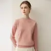 Suéter Básico Suave 100% Cachemir Puro Tejido para Mujer Cuello Semialto Simple Estilo Coreano Hilo con Manchas de Colores Capa Base