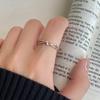 Anel Torcido Mobius Nó Duplo Diamante em Prata Esterlina S925 para Ficar um com o Outro por uma Vida Anel Simples Versátil R02171