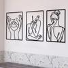 Decoración de pared de metal, silueta de pared, línea de cuerpo femenino simple, colgante de pared para el hogar, decoración de pared, pegatinas de pared artísticas