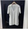 Ropa de Mujer Estilo Francés 2024 Nuevo Suéter de Punto de Seda de Hielo para Mujer, Jersey de Color Sólido, Cuello en V, Elegante, Delgado, Top Holgado para Ir al Trabajo