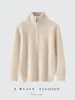 Suéter de punto de cachemira estilo perezoso con media cremallera y cuello alto para niños y niñas, suéter de lana tejido grueso, otoño e invierno