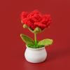 Produto Acabado: Planta de Girassol em Vaso de Crochê Artesanal Transfronteiriço, Ornamento de Flor Artificial para Mesa, Presente para o Dia dos Professores