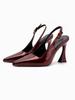 Zapatos Rojos de Una Sola Tira con Tacón Alto de Herradura para Mujer, Sandalias Versátiles de Charol con Punta Fina de Stiletto