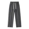 Calça Casual de Primavera Jianheng Estilo Americano Tendência Perna Reta Perna Larga para Homens, Calça Esportiva Longa Jianheng Elegante com Caimento Lateral em Camadas para Mulheres