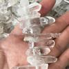 Cristal branco perfurado natural pedra original coluna de cristal furo horizontal cristal branco dente longo Cristal textura fosca acessórios para joias diy lote
