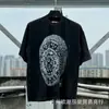 Camiseta de Manga Corta Holgada para Parejas de Ancianos Lavada Pesada con Estampado de Retratos Hip Hop Rap Estilo Americano Vintage Tendencia