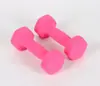 Venta directa de fábrica de mancuernas sólidas de hierro fundido, recubiertas de plástico, mancuernas hexagonales pequeñas, coloridas, equipo de yoga antideslizante, venta al por mayor