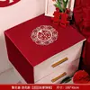 Nueva tela de cubierta de cabecera festiva bordada estilo chino, tela auspiciosa roja para bodas, cubierta antipolvo para uso doméstico