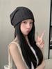 Corea del Sur Nicho Rayado Tejido Gorro Montón para Mujer Estilo Japonés Relajado Delgado Gorro Baotou para Mostrar el Rostro Pequeño Tejido Calado Gorro para el Frío