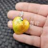 Jade Jade Huang Fei Colgante de Jade en Forma de Corazón Verde Oliva Hoja de Calabaza Colgante de Superficie de Huevo Collar de Agujero Pasante para Hombre y Mujer Colgante de Jade