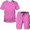 Traje deportivo de verano para hombre transfronterizo con letras, estampado digital 3D, camiseta de manga corta y pantalones cortos, ropa informal transpirable de 2 piezas.