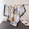 Nuevo Color Nacional Peonía Seda Imitación Alta Gama Estampado Bufanda Cuadrada Grande Bufanda de Seda Chal Pañuelo para la Cabeza Protector de Cuello Bufanda para el Cuello Bufanda Decorativa