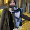 Bufanda de Invierno para Mujer, Chal Versátil, Doble Uso, con Borlas, Cuadros, Doble Cara, Estilo Coreano, Engrosada, Cálida, Imitación Cachemira, Bufanda Larga