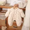 Mono acolchado floral de invierno para princesa Alice, chaqueta de algodón para bebé, mono cálido con forro polar, ropa de abrigo para recién nacido