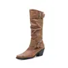 Botas femininas plus size de comércio exterior transfronteiriças com fivela de cinto, bico quadrado, botas de cano alto para o inverno 24-1